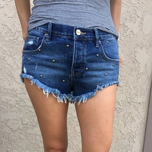 AMUSE SOCIETY Scenic Studded Denim Shorts 25 26 27